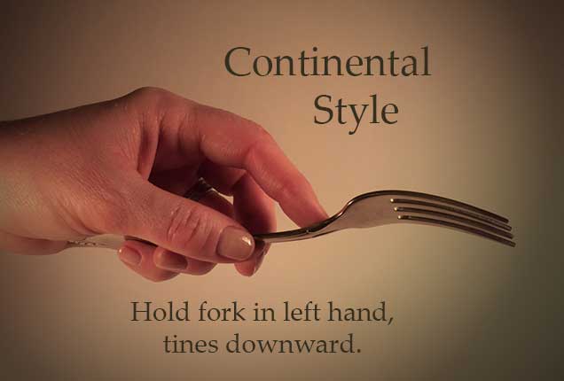 fork in left hand